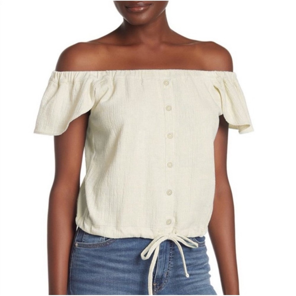 Madewell Women's Textured & Thread Off The Shoulder Top Size Medium